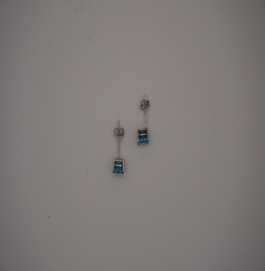 Création Aqua Blue Zirconias 6mm with white Gold 18K