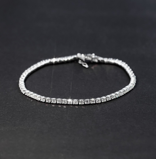 Bracelet moissanite 5 mn rond gold white plated
