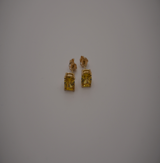 Creation uniq Yellow Zirconias with yelow Gold 18K earings MADE IN FRANCE