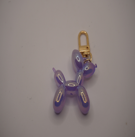 Purple shiny keychain dog