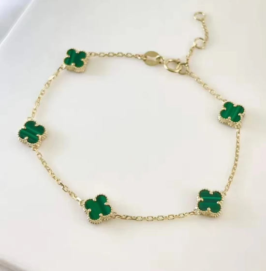 Reel gold 18k bracelet green malachite