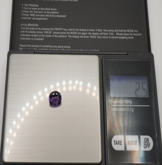 Natural amethyst oval shape 2.5 carats