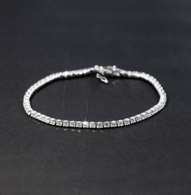 Bracelet moissanite 4 mn rond gold white plated