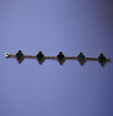 Bracelet trèfle Gold plated 18K malachite